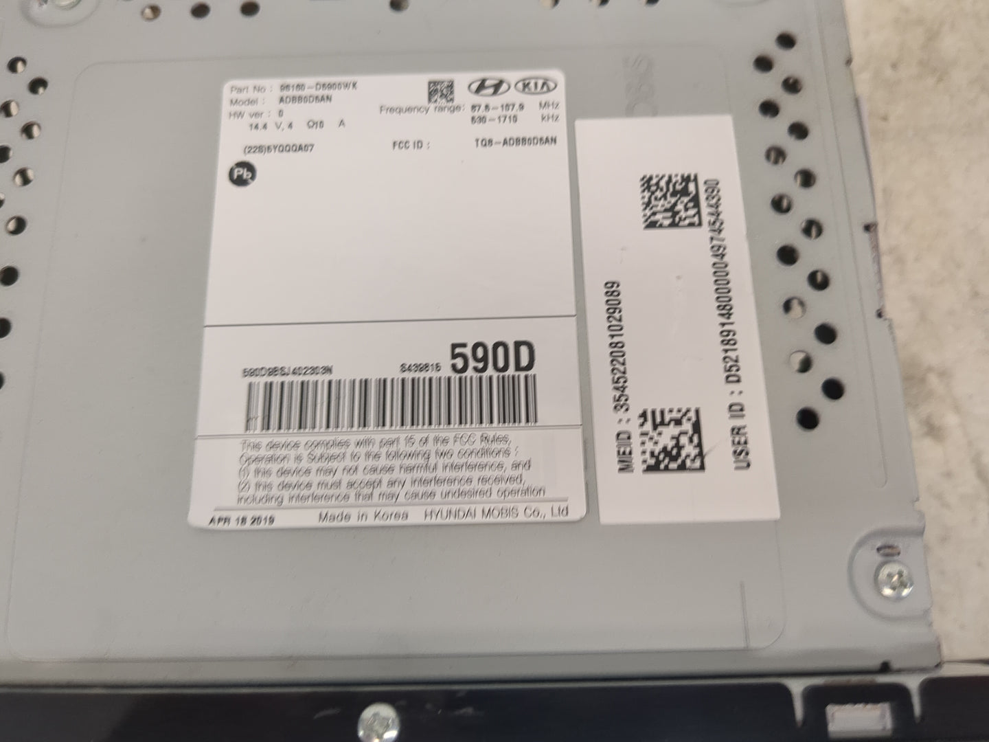 2019-2020 Kia Optima Radio AM FM Cd Player Receiver Replacement P/N:96160-D5900WK ADBB0D5AN, TQ8-ADBB0D5AN Fits Fits 2019 20