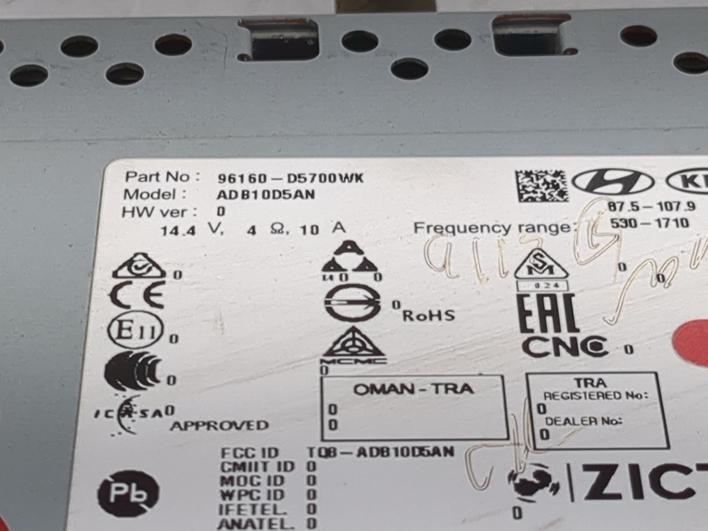 2019-2020 Kia Optima Radio AM FM Cd Player Receiver Replacement P/N:96160-D5700WK ADB10D5AN, TQ8-ADB10D5AN Fits Fits 2019 20