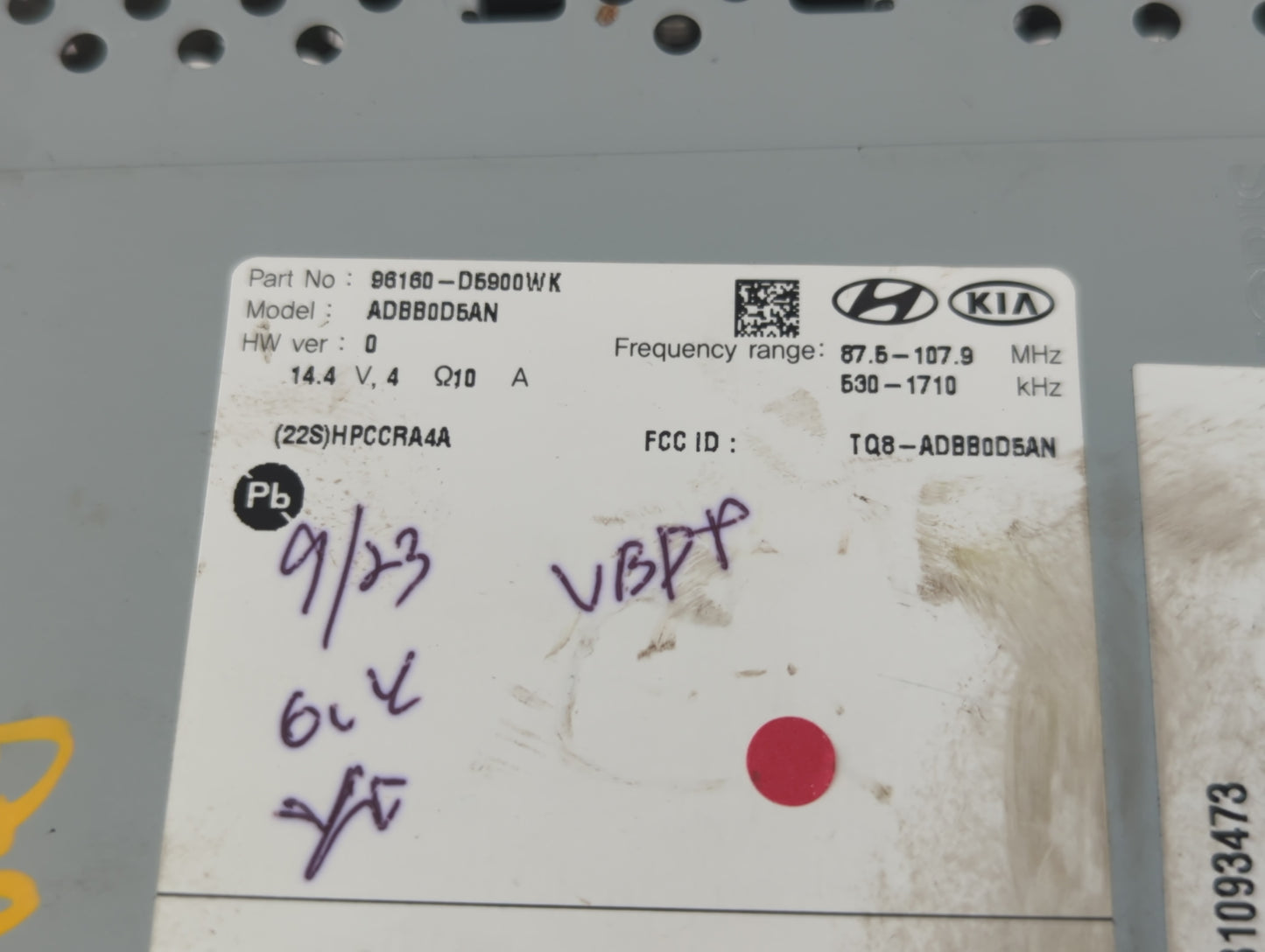 2019-2020 Kia Optima Radio AM FM Cd Player Receiver Replacement P/N:96160-D5900WK Fits Fits 2019 2020 OEM Used Auto Parts - 