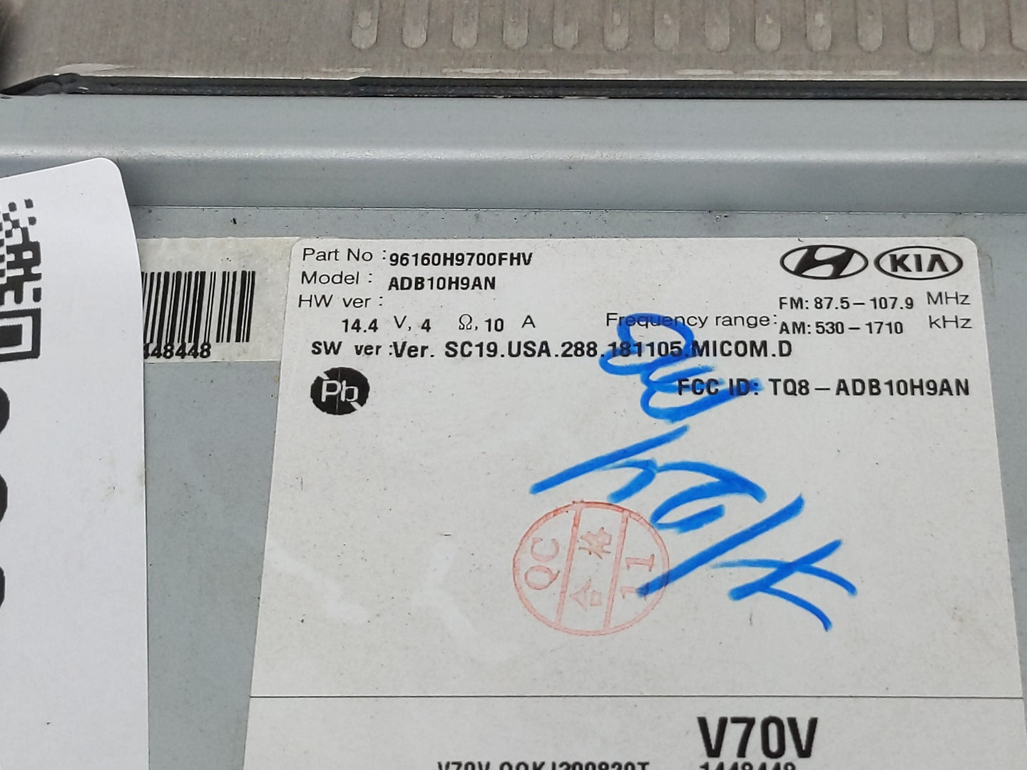2018-2020 Kia Rio Radio AM FM Cd Player Receiver Replacement P/N:96160H9700FHV Fits Fits 2018 2019 2020 OEM Used Auto Parts 