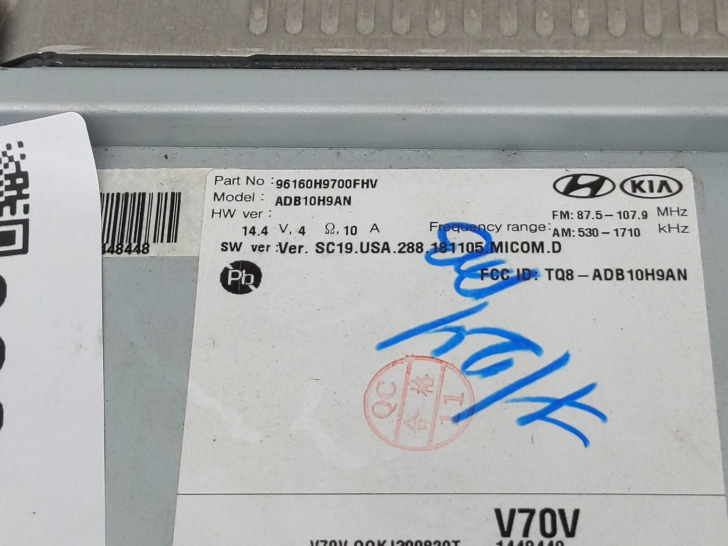 2018-2020 Kia Rio Radio AM FM Cd Player Receiver Replacement P/N:96160H9700FHV Fits Fits 2018 2019 2020 OEM Used Auto Parts 