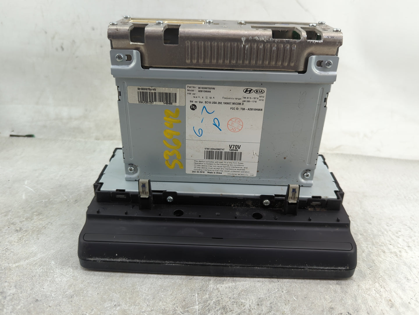 2019-2020 Kia Rio Radio AM FM Cd Player Receiver Replacement P/N:96160H9700FHV Fits Fits 2019 2020 OEM Used Auto Parts - Oem