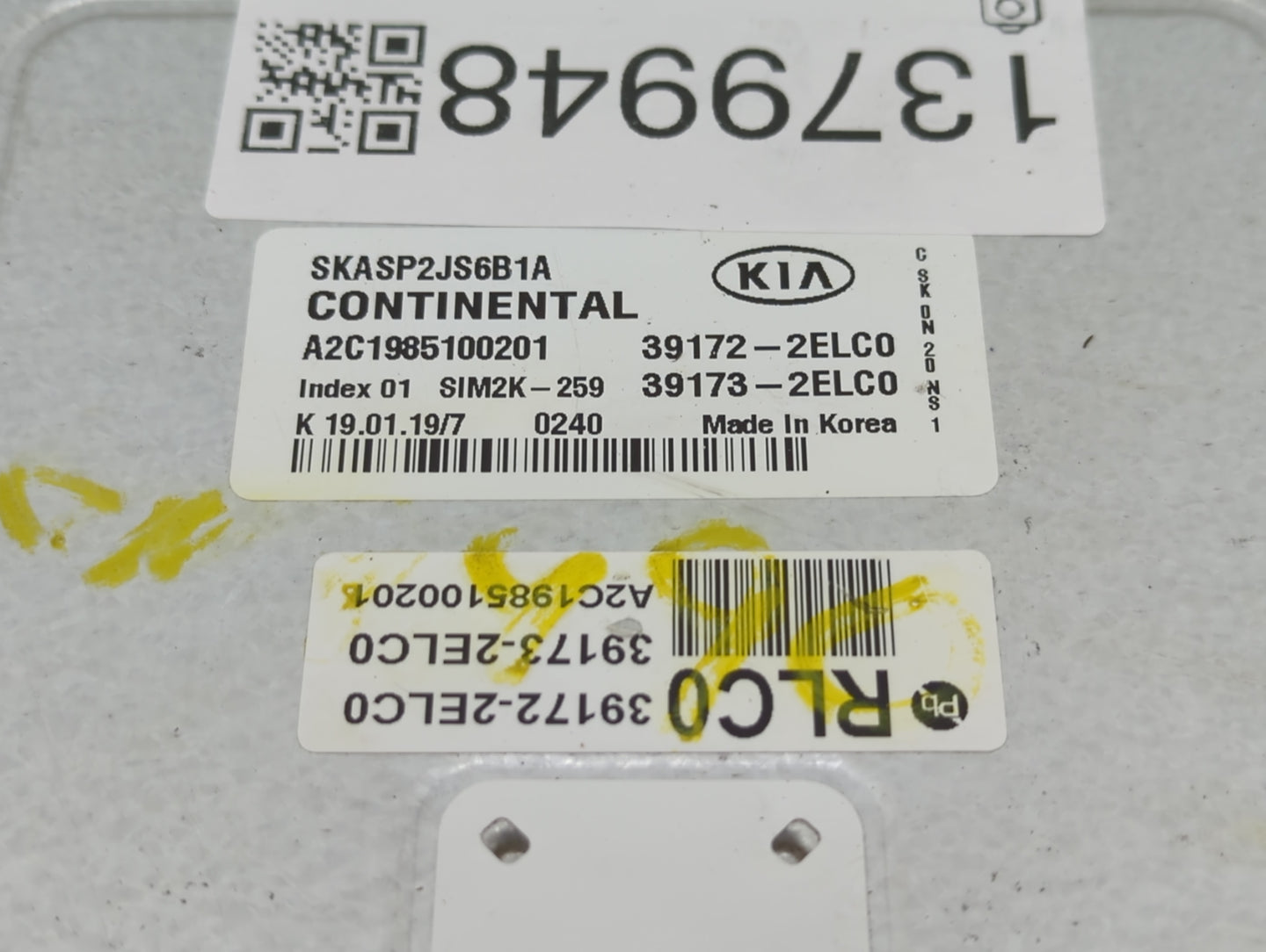 2020-2021 Kia Soul PCM Engine Control Computer ECU ECM PCU OEM P/N:39172-2ELC0 Fits Fits 2020 2021 OEM Used Auto Parts - Oem