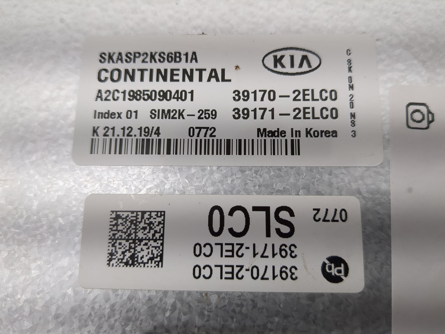 2020-2021 Kia Soul PCM Engine Control Computer ECU ECM PCU OEM P/N:39170-2ELC0 39171-2ELC0, SKASP2KS6B1A Fits Fits 2020 2021