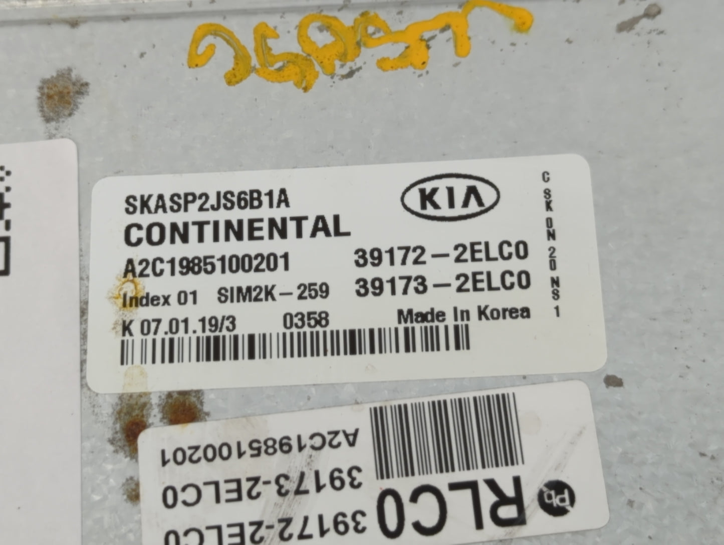 2020-2021 Kia Soul PCM Engine Control Computer ECU ECM PCU OEM P/N:39173-2ELC0 39172-2ELC0 Fits Fits 2020 2021 OEM Used Auto