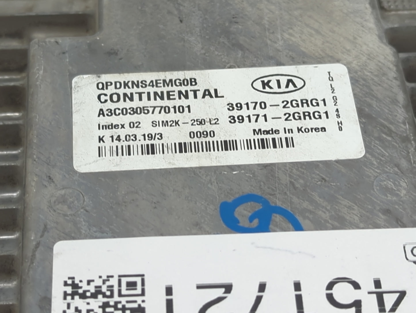 2020 Kia Sportage PCM Engine Control Computer ECU ECM PCU OEM P/N:39170-2GRG1 39171-2GRG1, A3C0305770101, QPDKNS4EMG0B Fits 