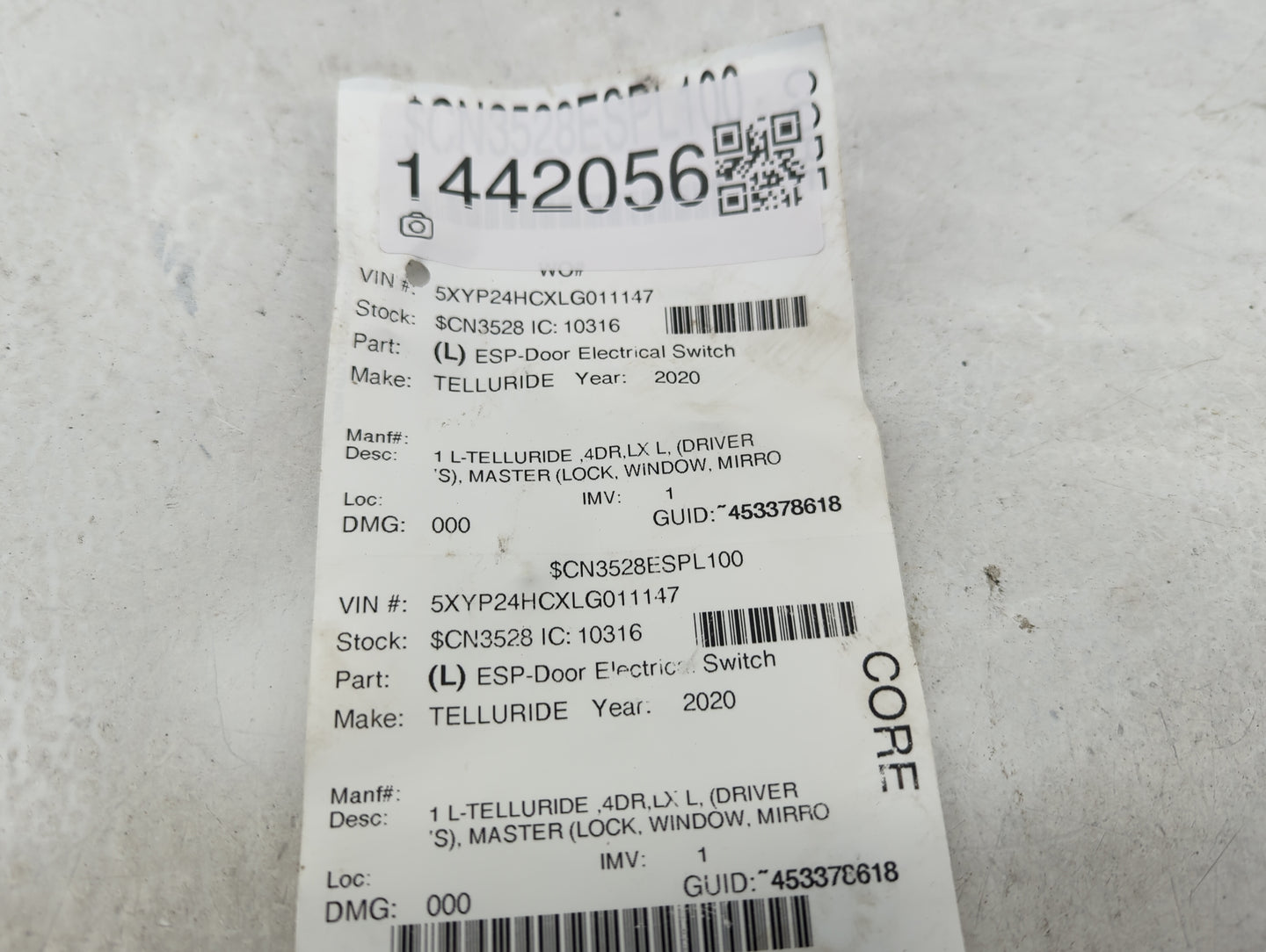 2020-2022 Kia Telluride Master Power Window Switch Replacement Driver Side Left Fits Fits 2020 2021 2022 OEM Used Auto Parts