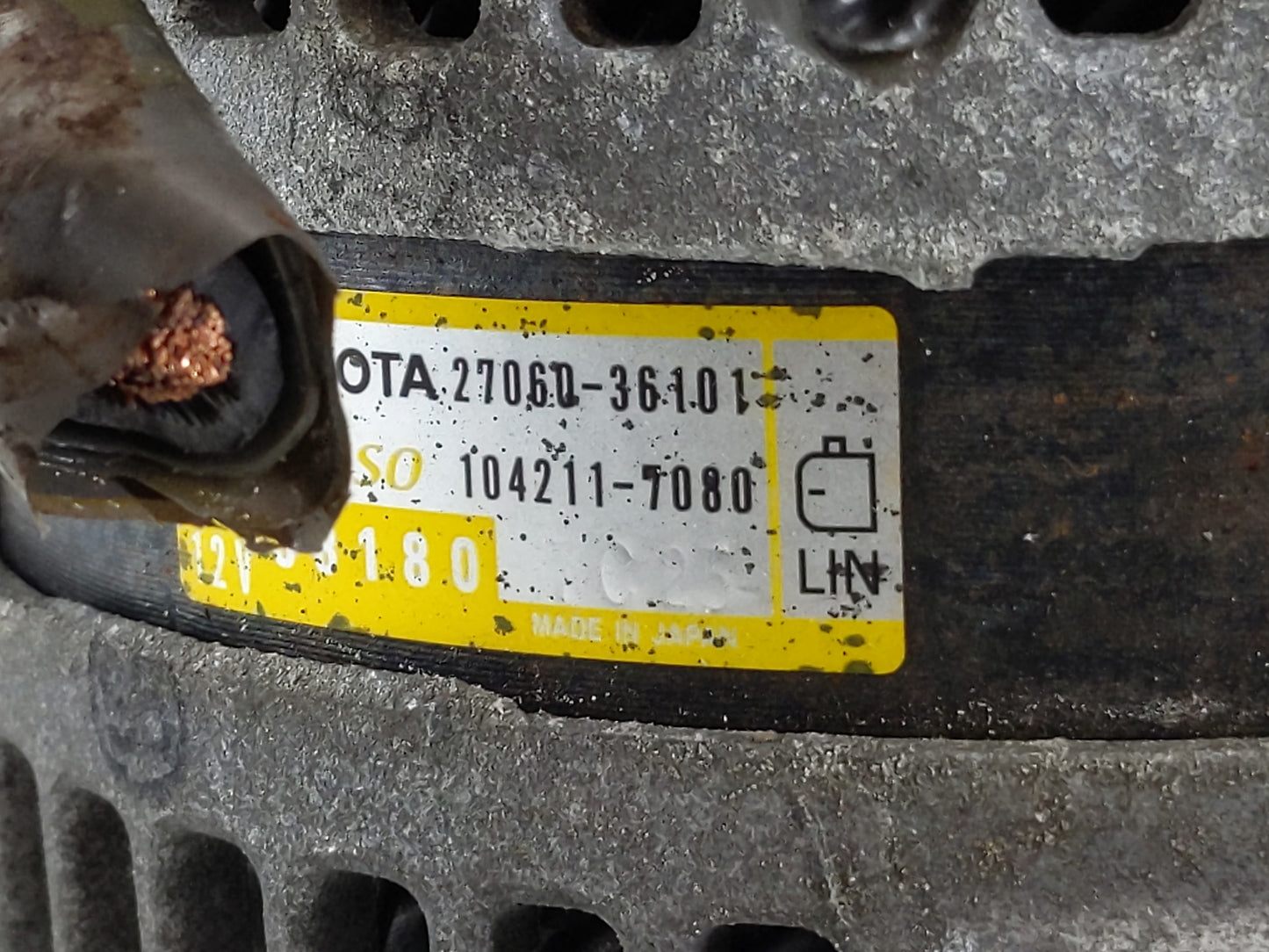 2018-2021 Lexus Nx300 Alternator Replacement Generator Charging Assembly Engine OEM P/N:27060-36101 Fits OEM Used Auto Parts