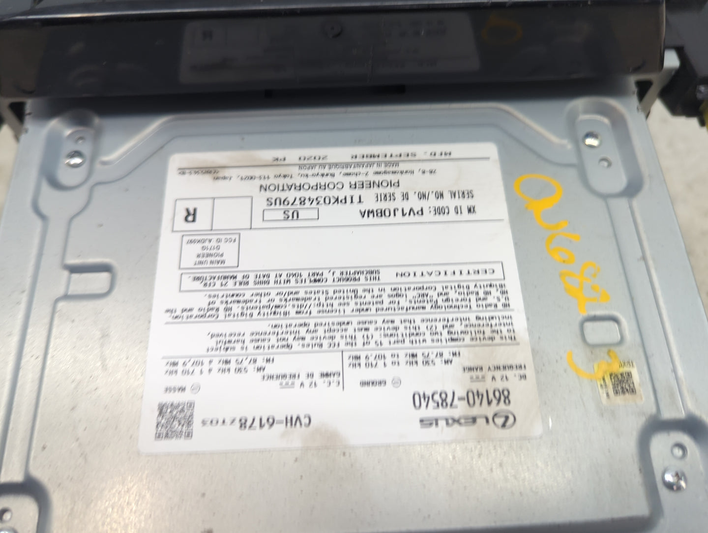 2020-2021 Lexus Nx300 Radio AM FM Cd Player Receiver Replacement P/N:86140-78540 CVH-6178, PV1J0BWA Fits Fits 2020 2021 OEM 