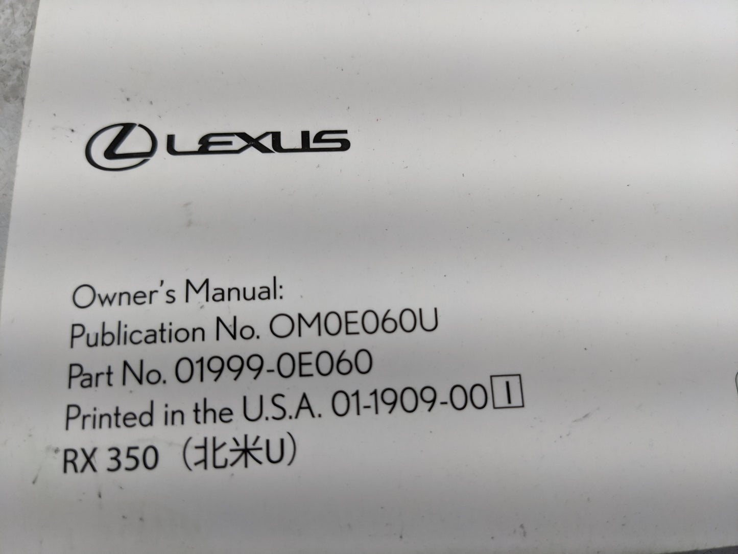 2020 Lexus Rx350 Owners Manual Book Guide OEM Used Auto Parts - Oemusedautoparts1.com