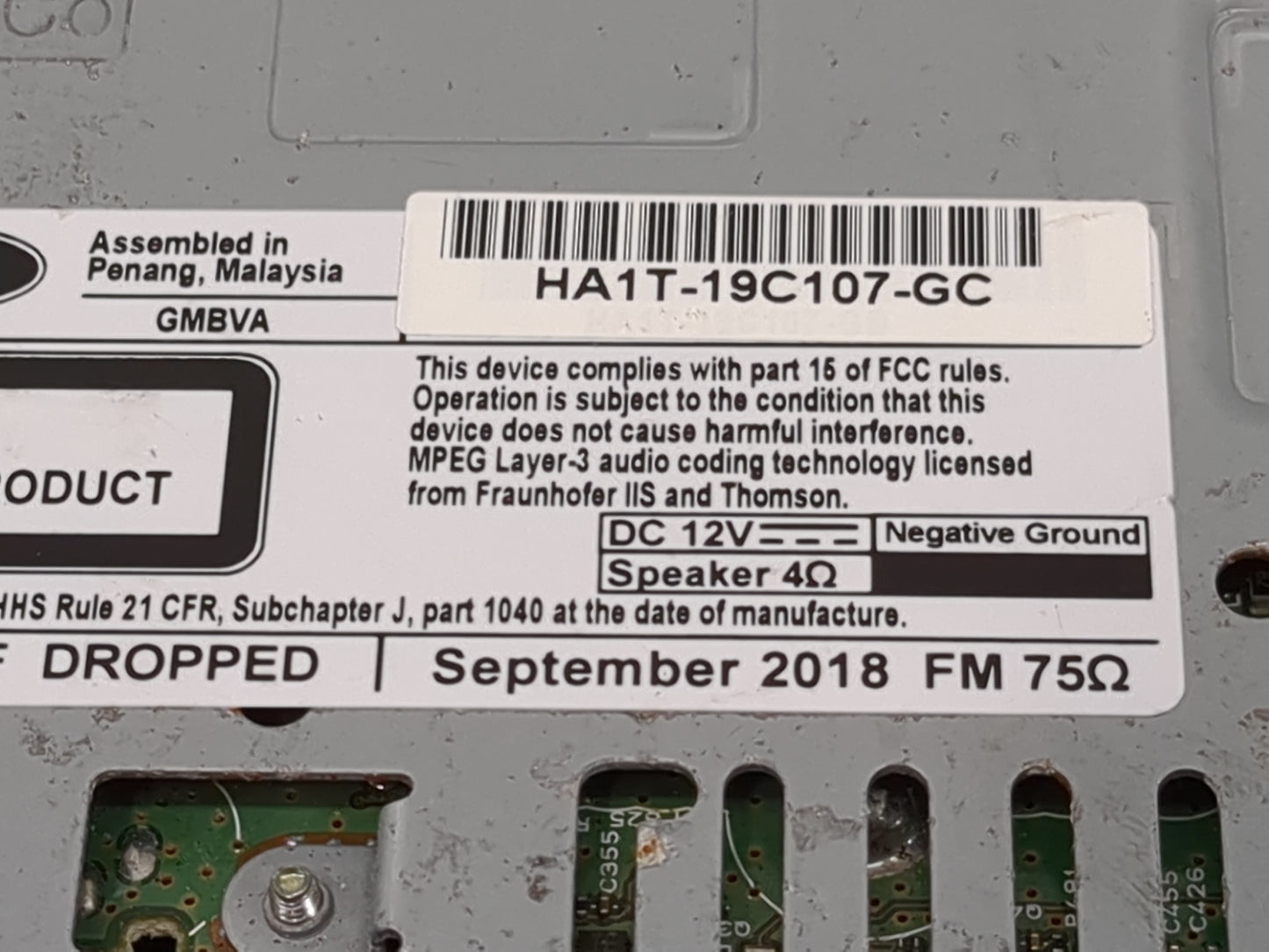 2019-2020 Lincoln Nautilus Radio AM FM Cd Player Receiver Replacement P/N:HA1T-19C107-GC Fits Fits 2019 2020 OEM Used Auto P