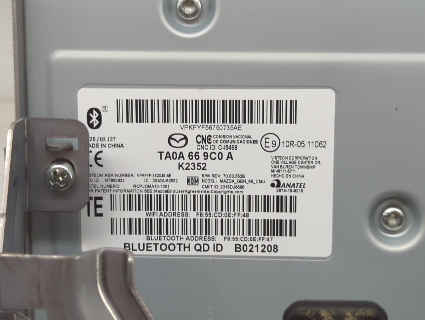 2016-2020 Mazda Cx-5 Radio AM FM Cd Player Receiver Replacement P/N:TA0A 66 9C0 A Fits Fits 2016 2017 2018 2019 2020 2021 OE
