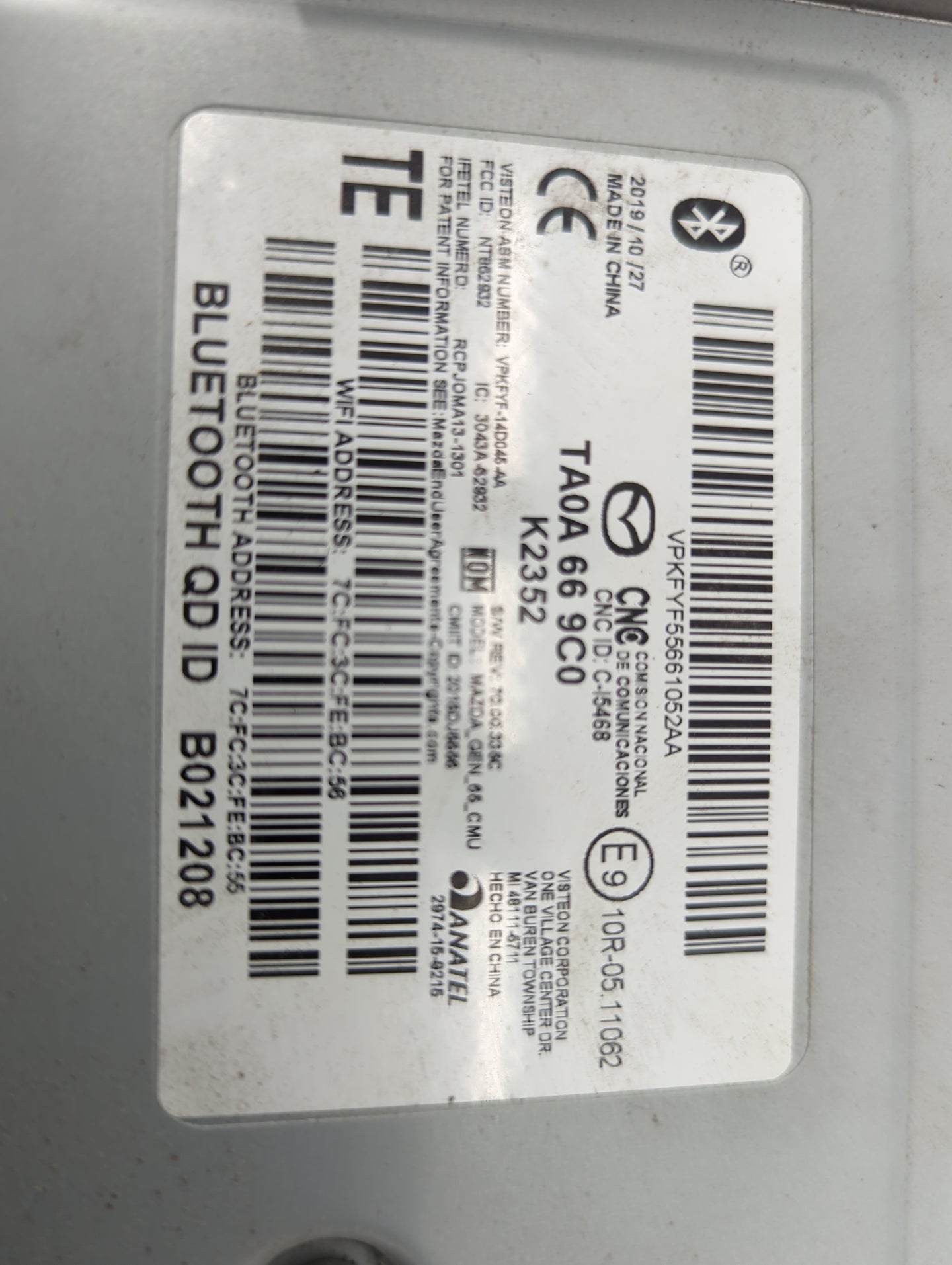 2016-2020 Mazda Cx-5 Radio AM FM Cd Player Receiver Replacement P/N:TA0A 66 9C0 Fits Fits 2016 2017 2018 2019 2020 2021 OEM 