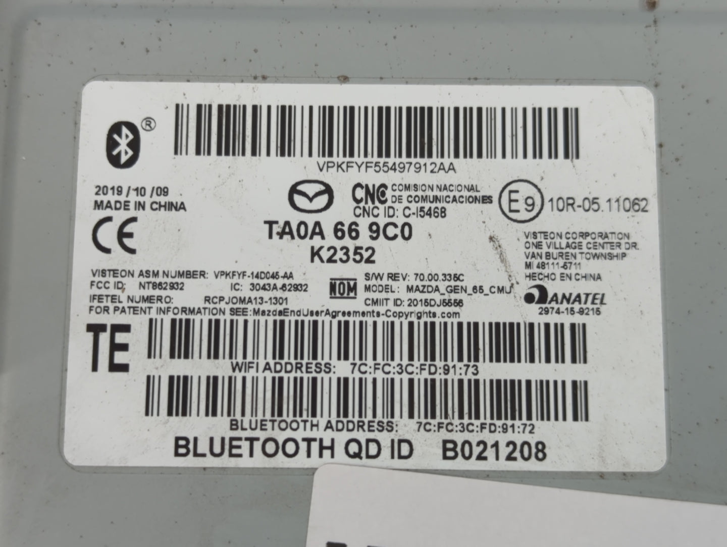 2016-2020 Mazda Cx-5 Radio AM FM Cd Player Receiver Replacement P/N:E910R-05 11062 TA0A 66 9C0 Fits OEM Used Auto Parts - Oe
