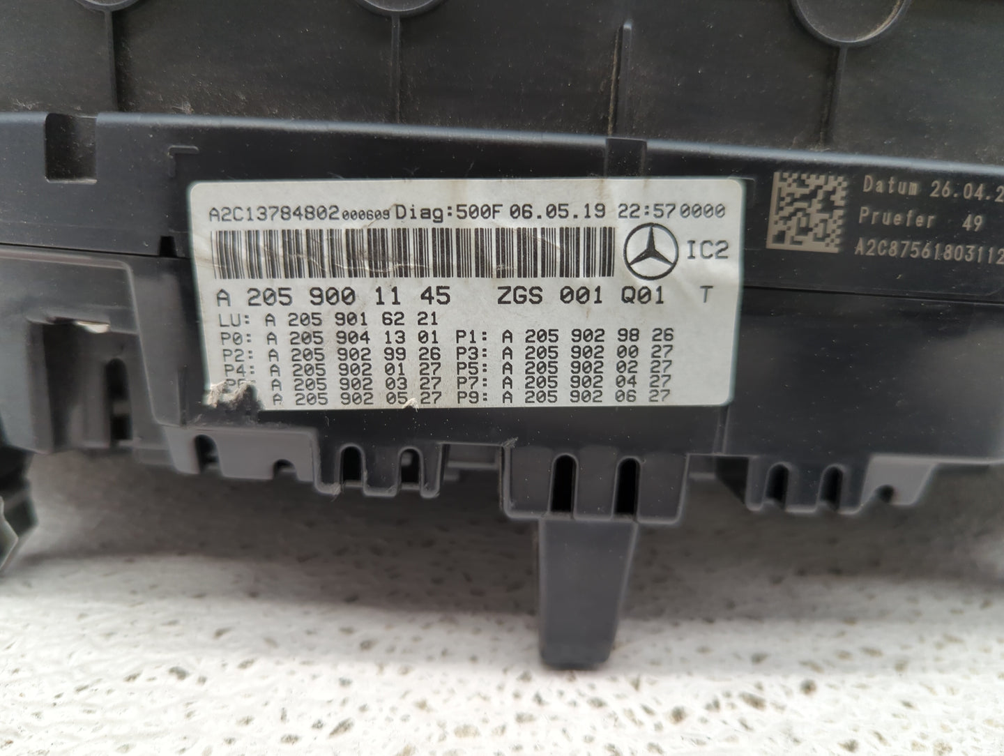 2020 Mercedes-Benz C-Class Instrument Cluster Speedometer Gauges P/N:A2C13784802 A2059001145, A2059016221 Fits Fits 2019 OEM