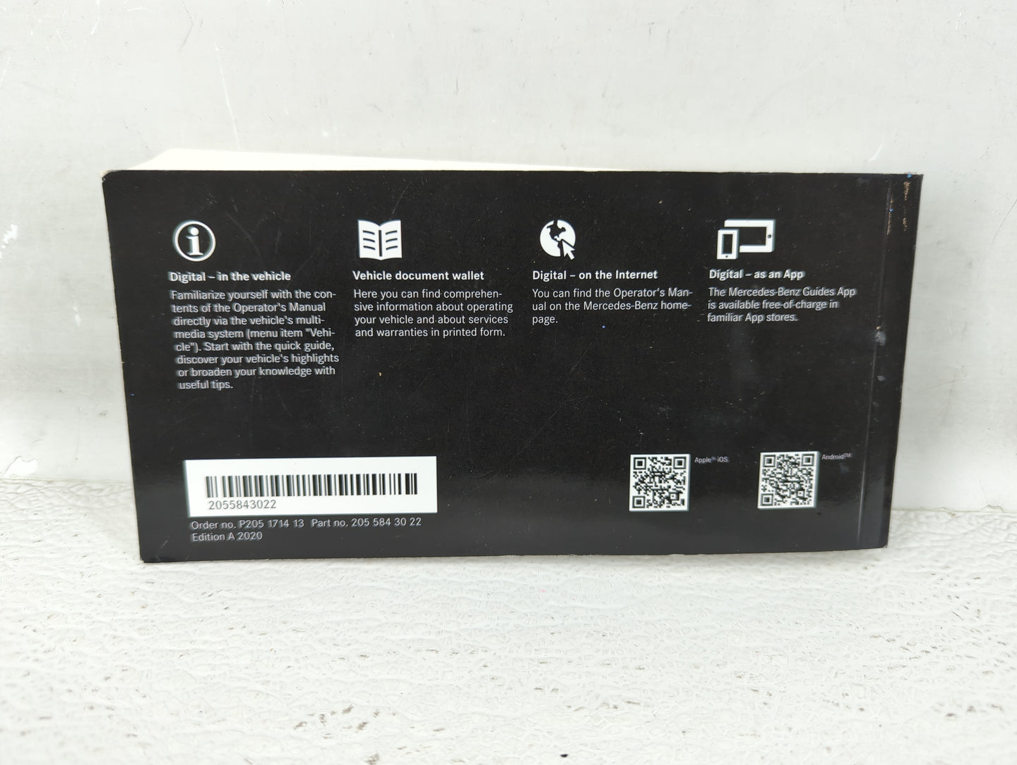 2020 Mercedes-Benz C250 Owners Manual Book Guide P/N:205 584 30 22 OEM Used Auto Parts - Oemusedautoparts1.com