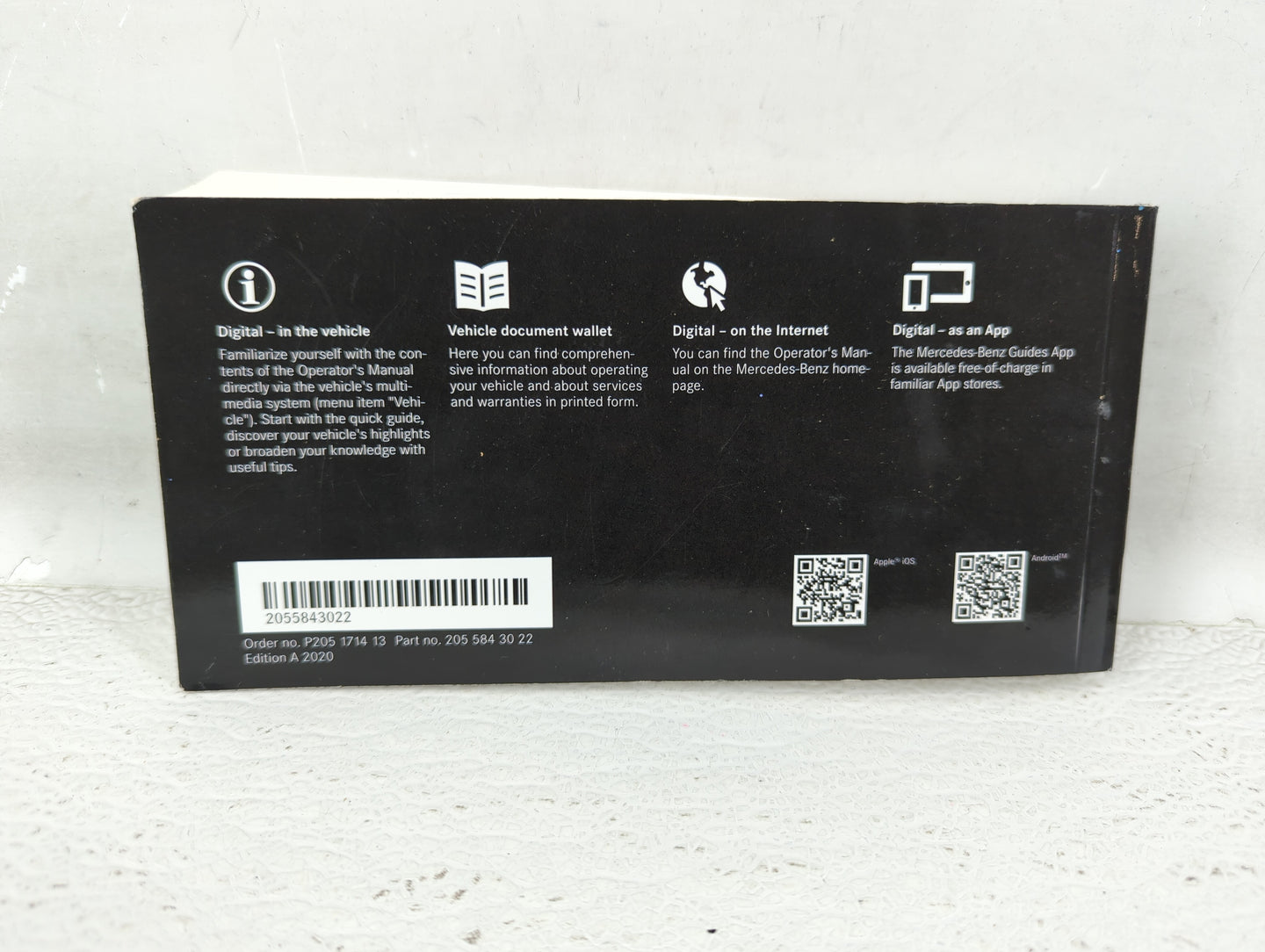 2020 Mercedes-Benz C250 Owners Manual Book Guide P/N:205 584 30 22 OEM Used Auto Parts - Oemusedautoparts1.com