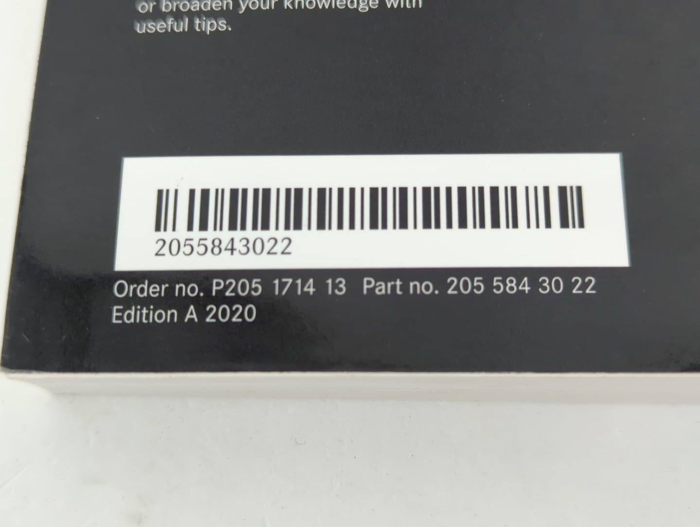 2020 Mercedes-Benz C250 Owners Manual Book Guide P/N:205 584 30 22 OEM Used Auto Parts - Oemusedautoparts1.com