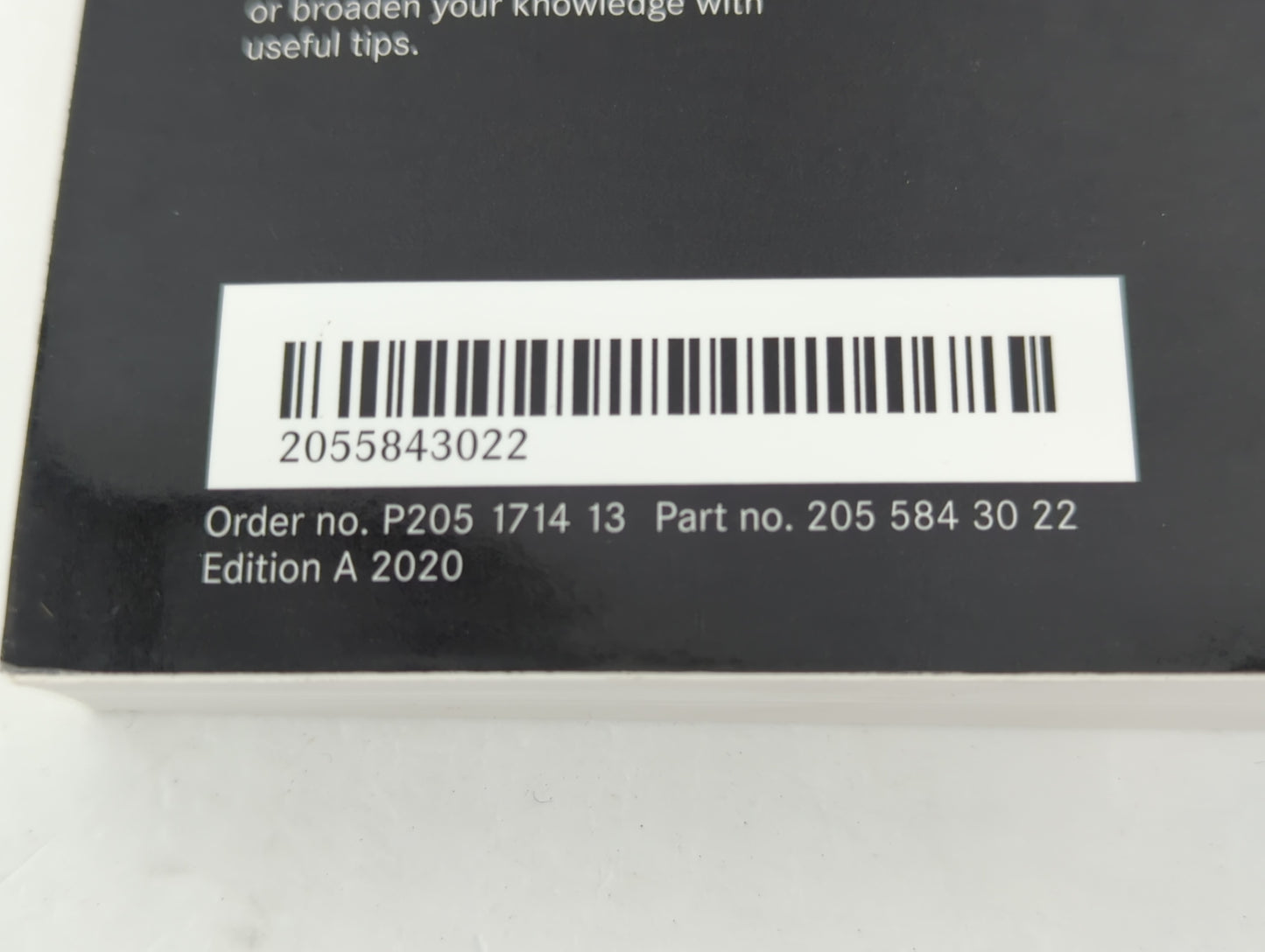 2020 Mercedes-Benz C250 Owners Manual Book Guide P/N:205 584 30 22 OEM Used Auto Parts - Oemusedautoparts1.com