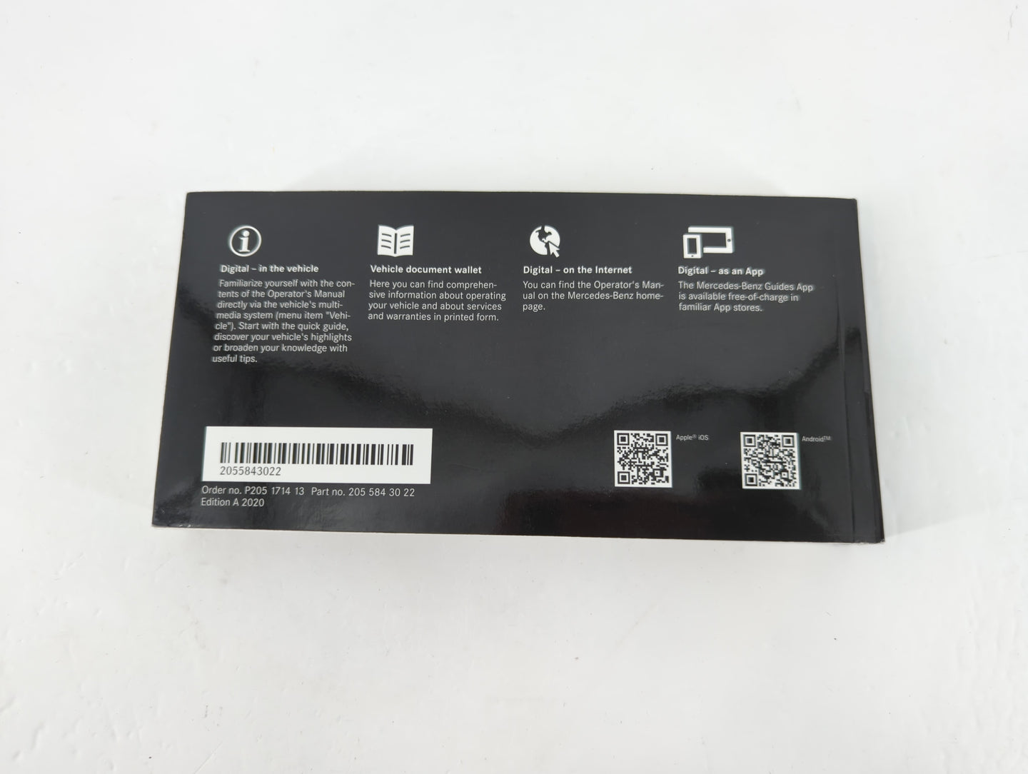 2020 Mercedes-Benz C250 Owners Manual Book Guide P/N:205 584 30 22 OEM Used Auto Parts - Oemusedautoparts1.com