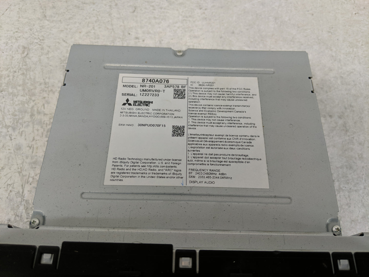 2020 Mitsubishi Outlander Sport Radio AM FM Cd Player Receiver Replacement P/N:8740a076 Fits OEM Used Auto Parts - Oemusedau