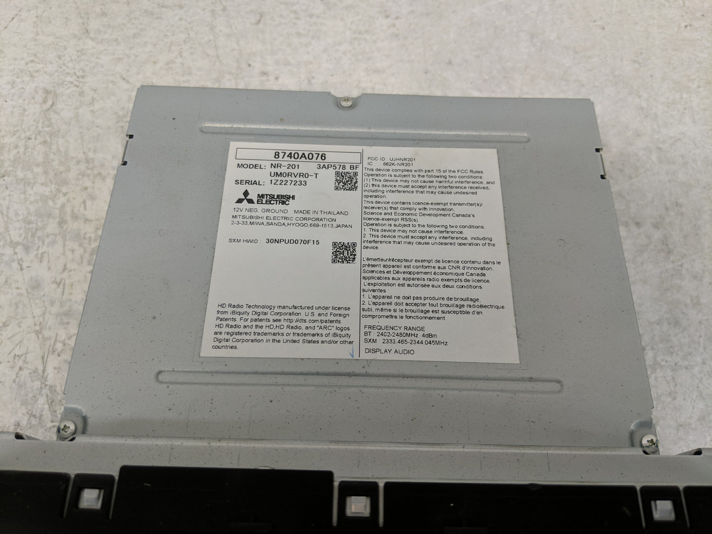 2020 Mitsubishi Outlander Sport Radio AM FM Cd Player Receiver Replacement P/N:8740a076 Fits OEM Used Auto Parts - Oemusedau