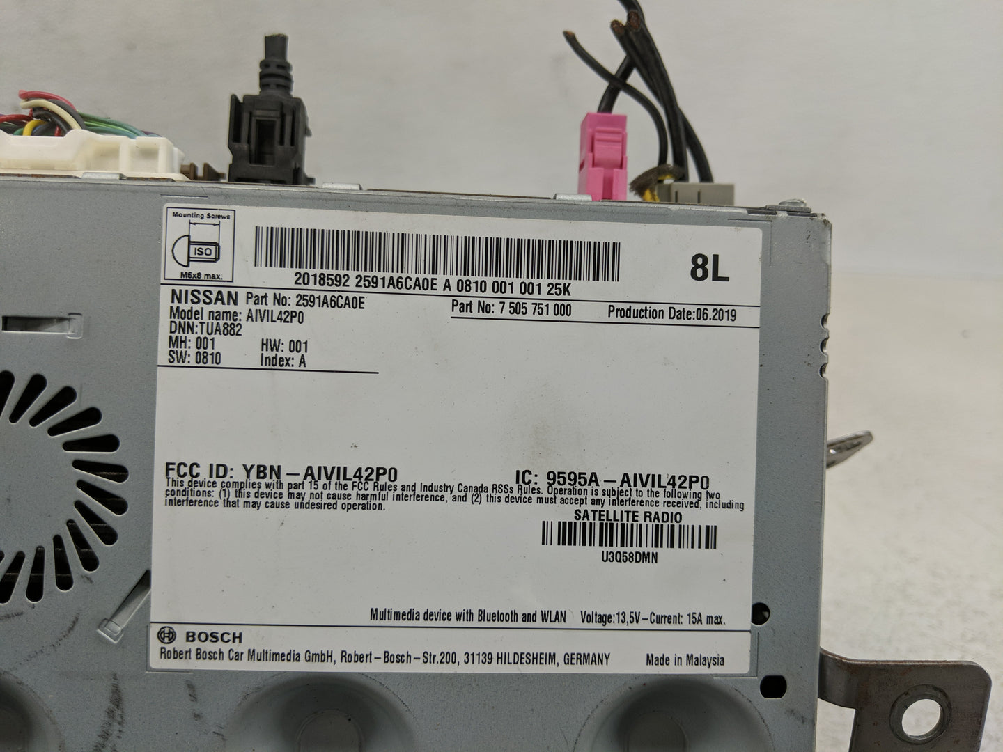 2020 Nissan Altima Radio AM FM Cd Player Receiver Replacement P/N:7 505 751 000 2591A6CA0E Fits OEM Used Auto Parts - Oemuse