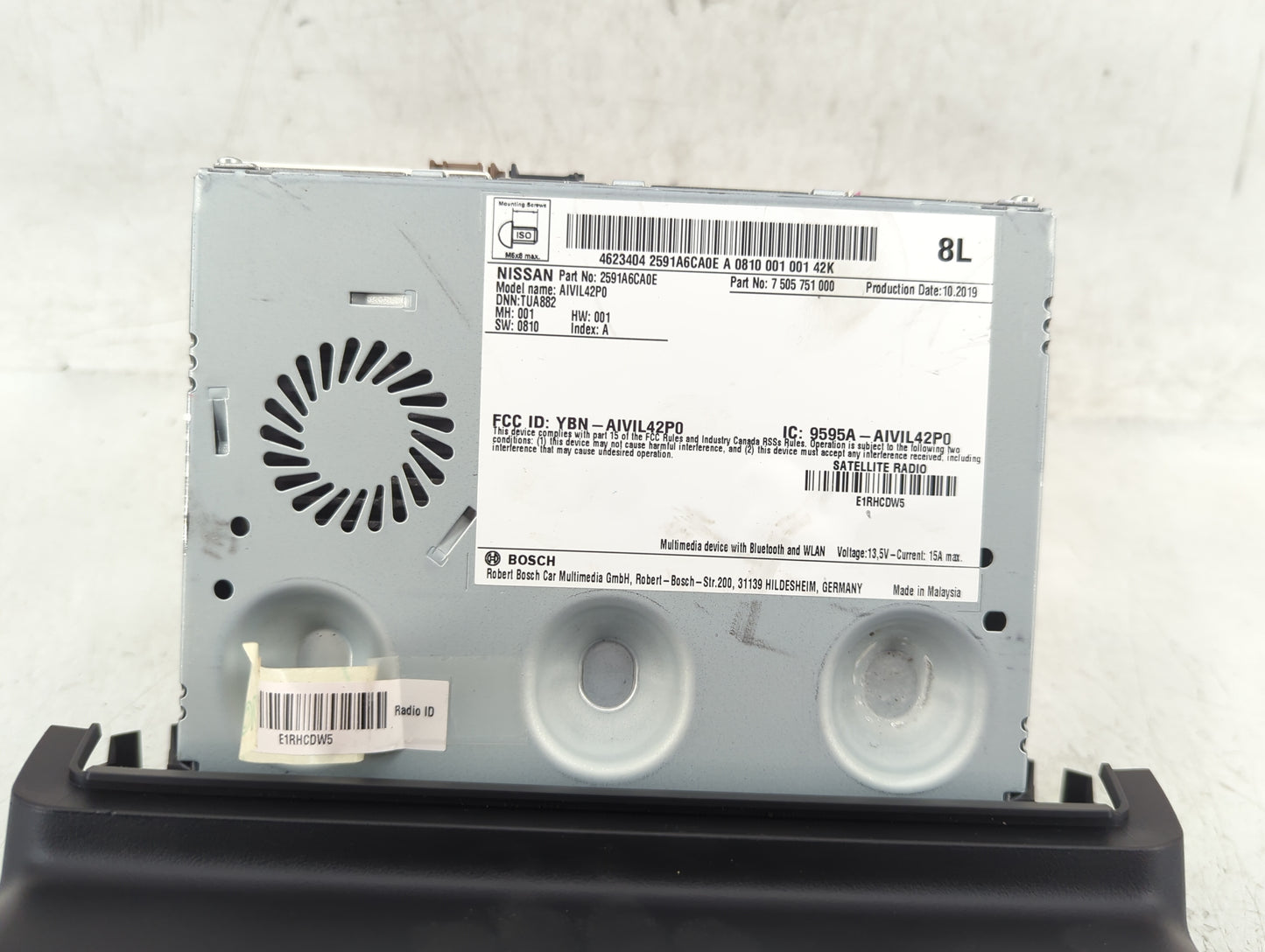 2020 Nissan Altima Radio AM FM Cd Player Receiver Replacement P/N:2591A6CA0E Fits OEM Used Auto Parts - Oemusedautoparts1.co