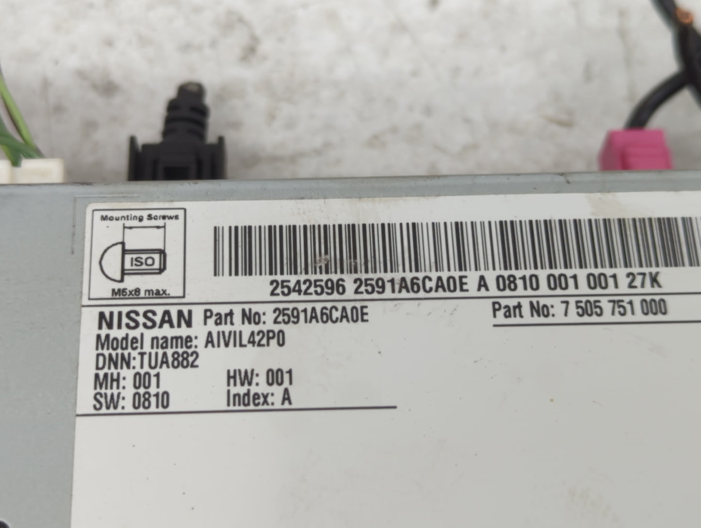 2020 Nissan Altima Radio AM FM Cd Player Receiver Replacement P/N:2591A6CA0E 7505751000, AIVIL42P0, TUA882 Fits OEM Used Aut