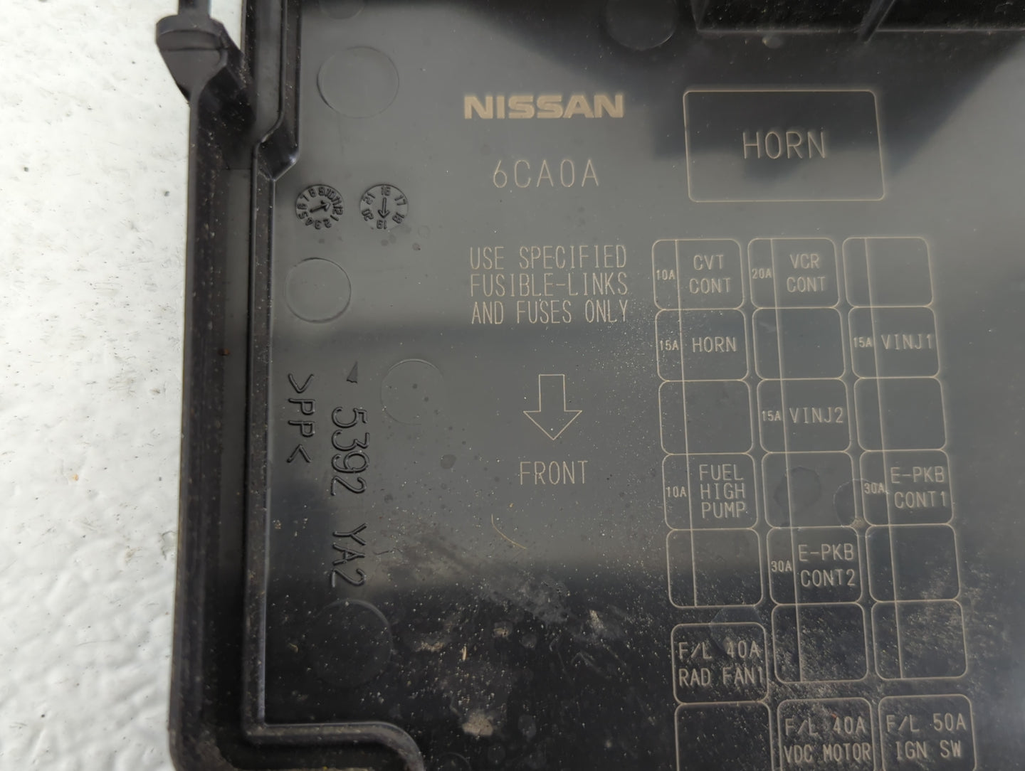 2019-2022 Nissan Altima Fusebox Fuse Box Panel Relay Module P/N:5392 YA2 6CA0A Fits Fits 2019 2020 2021 2022 OEM Used Auto P