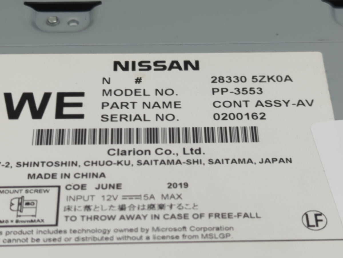 2020 Nissan Armada Radio AM FM Cd Player Receiver Replacement P/N:28330 5ZK0A Fits Fits 2018 2019 OEM Used Auto Parts - Oemu