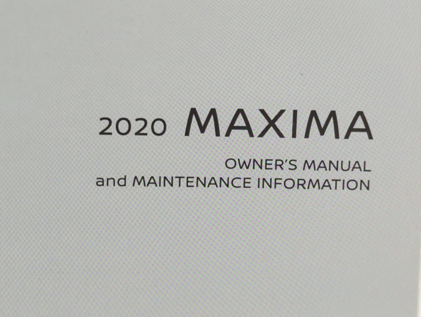 2020 Nissan Maxima Owners Manual Book Guide P/N:OM20EA 0A36U0 OEM Used Auto Parts - Oemusedautoparts1.com