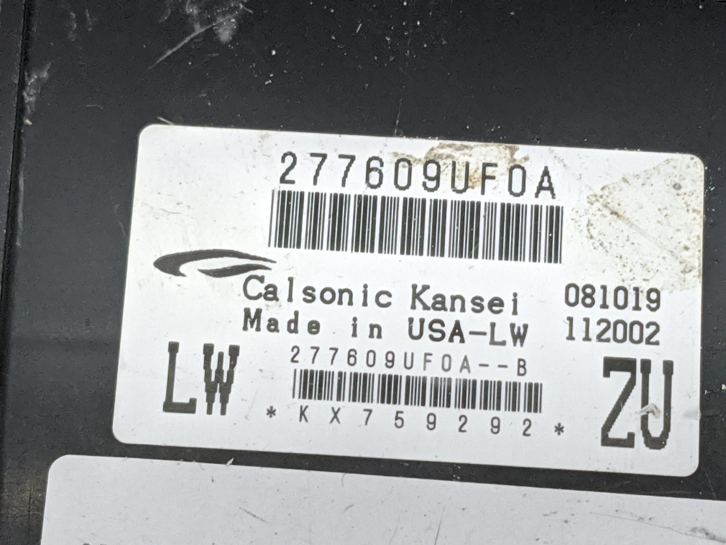 2019-2020 Nissan Murano Temperature Control Module 277609uf0a 1474887 - Oemusedautoparts1.com
