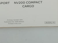 2020 Nissan Nv200 Owners Manual Book Guide P/N:N20E AIVNJU2 OEM Used Auto Parts - Oemusedautoparts1.com