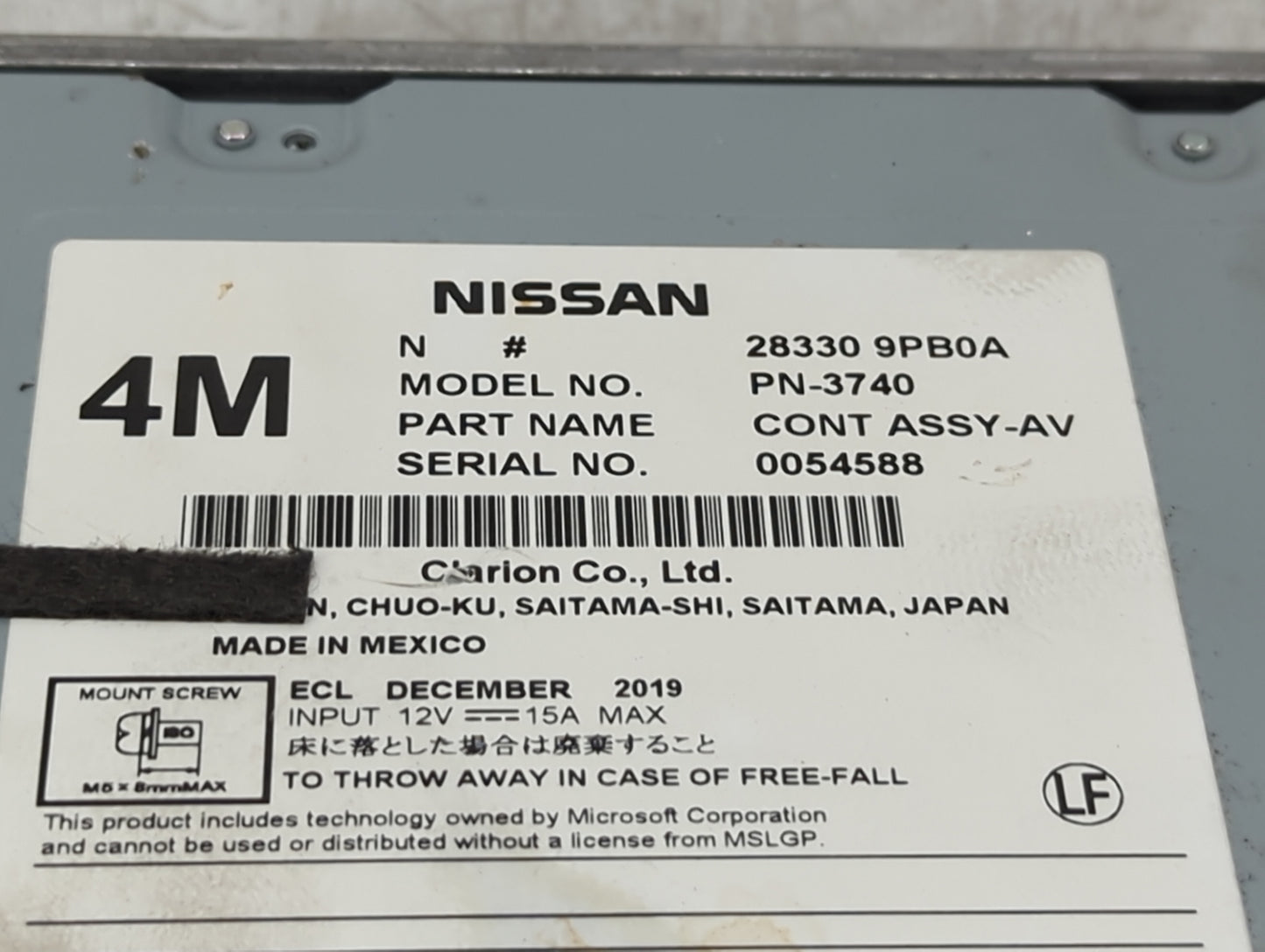 2017-2020 Nissan Pathfinder Radio AM FM Cd Player Receiver Replacement P/N:283309PB0A PN-3740 Fits Fits 2017 2018 2019 2020 