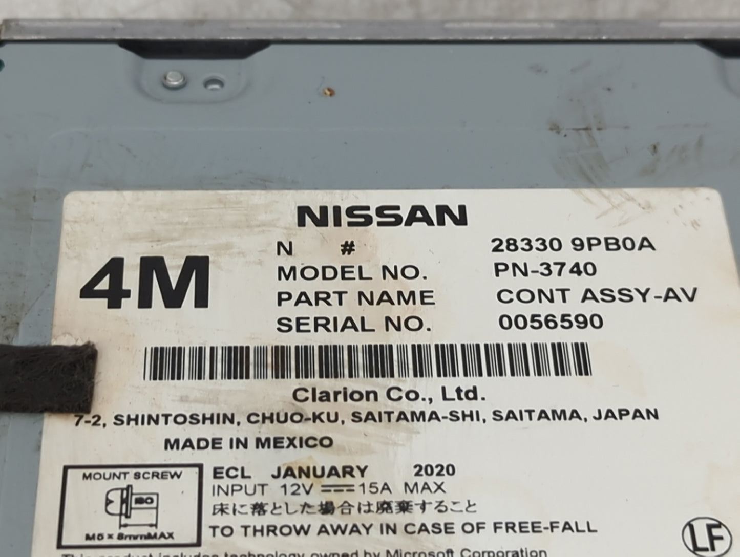 2017-2020 Nissan Pathfinder Radio AM FM Cd Player Receiver Replacement P/N:28330 9PB0A PN-3740 Fits Fits 2017 2018 2019 2020