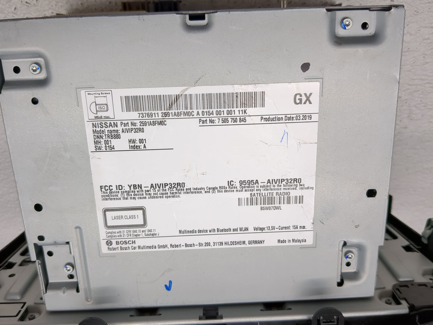 2018-2022 Nissan Rogue Radio AM FM Cd Player Receiver Replacement P/N:2591A8FM0C Fits Fits 2018 2019 2020 2021 2022 OEM Used