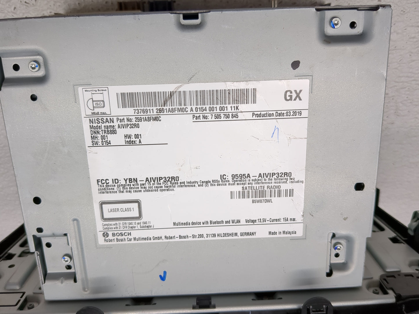 2018-2022 Nissan Rogue Radio AM FM Cd Player Receiver Replacement P/N:2591A8FM0C Fits Fits 2018 2019 2020 2021 2022 OEM Used