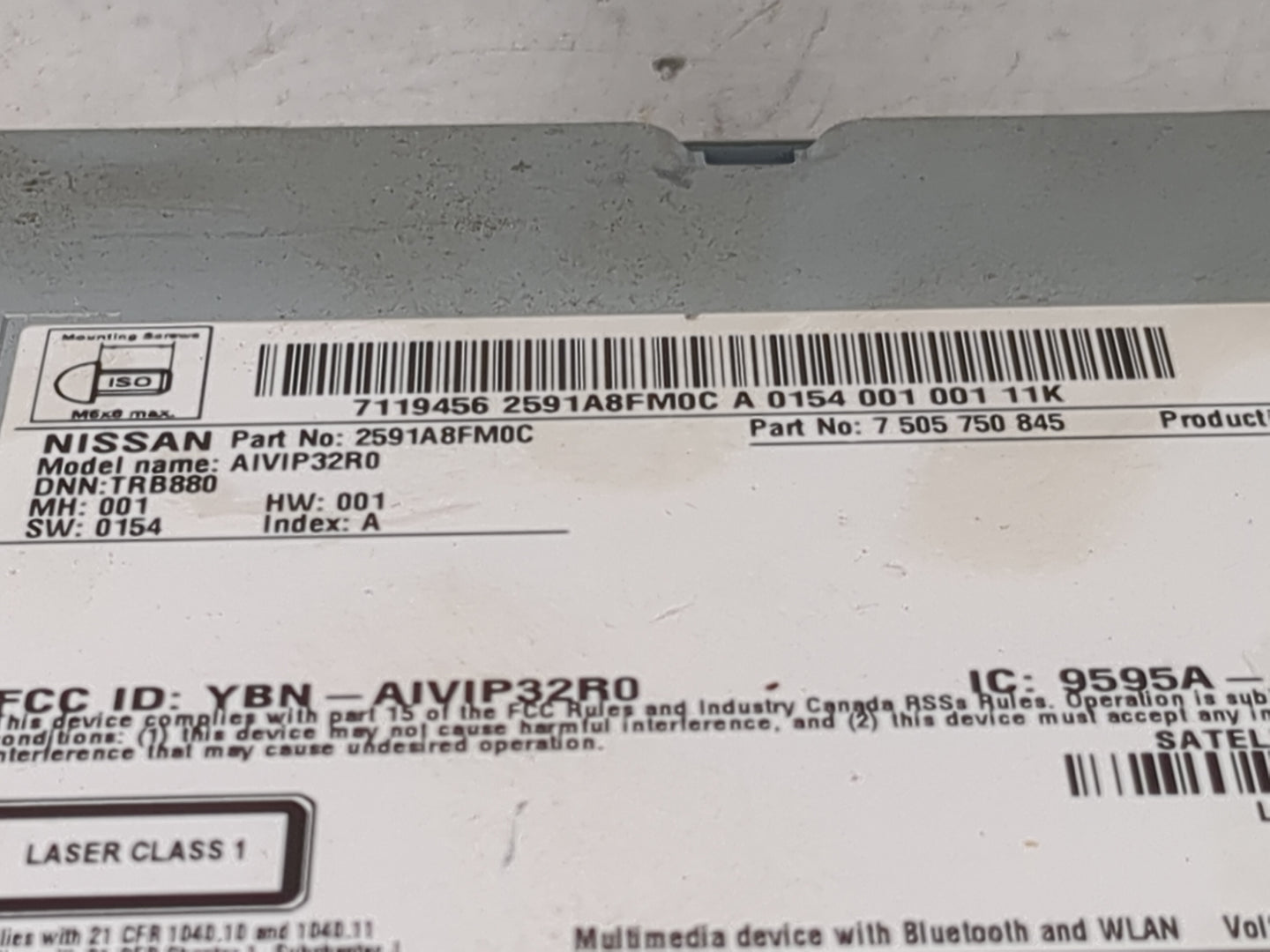2018-2020 Nissan Rogue Radio AM FM Cd Player Receiver Replacement P/N:2591A8FMOC 7505750845, AIVIP32R0 Fits Fits 2018 2019 2