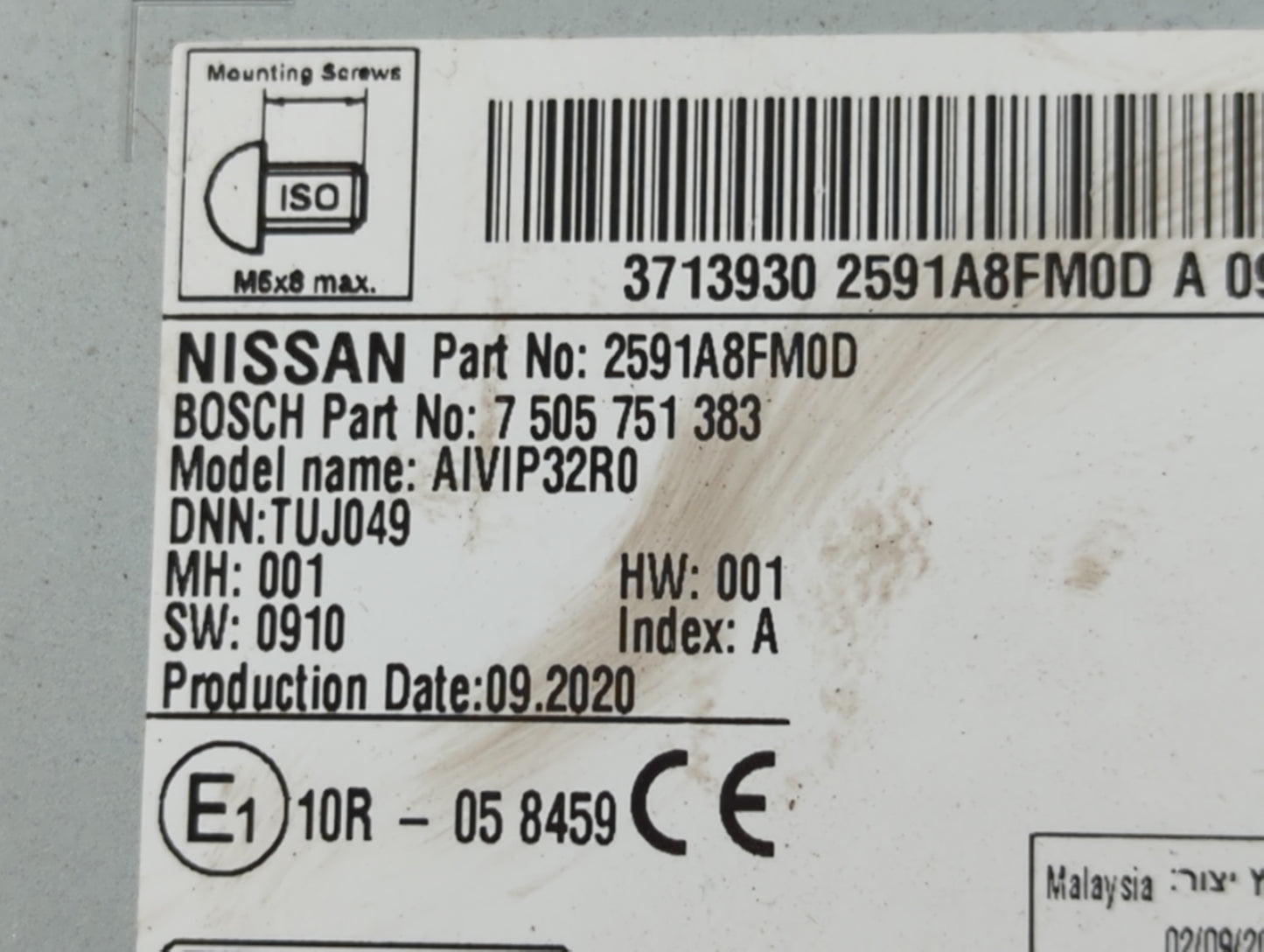 2019-2022 Nissan Rogue Sport Radio AM FM Cd Player Receiver Replacement P/N:2591A8FM0D Fits Fits 2019 2020 2021 2022 OEM Use