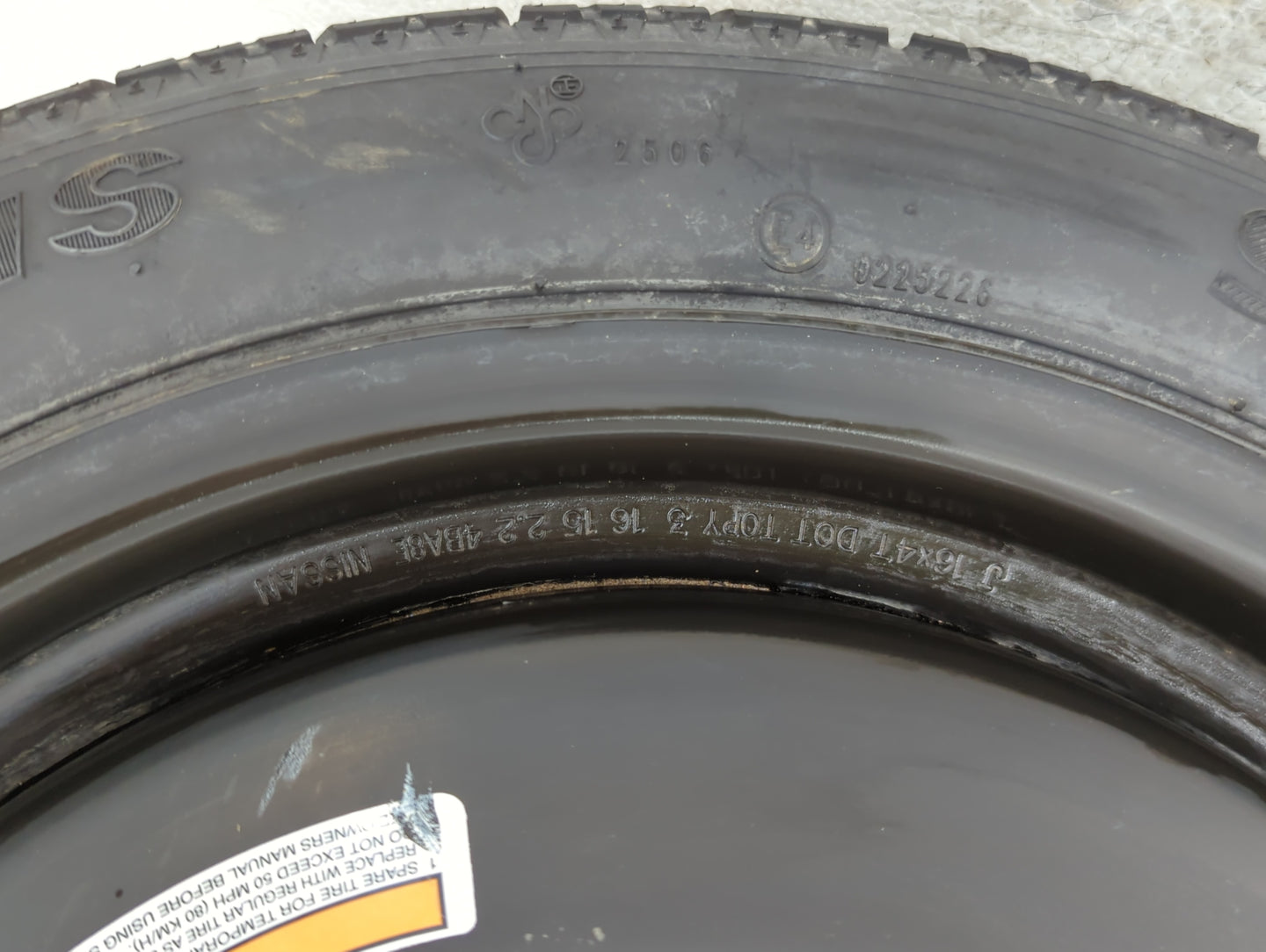 2020-2022 Nissan Sentra Spare Donut Tire Wheel Rim Oem - Oemusedautoparts1.com