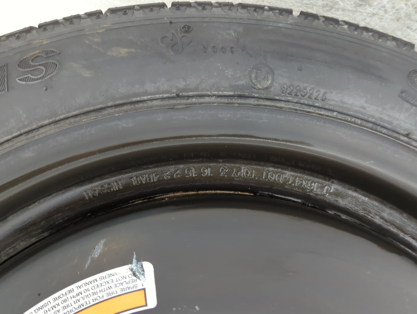 2020-2022 Nissan Sentra Spare Donut Tire Wheel Rim Oem - Oemusedautoparts1.com