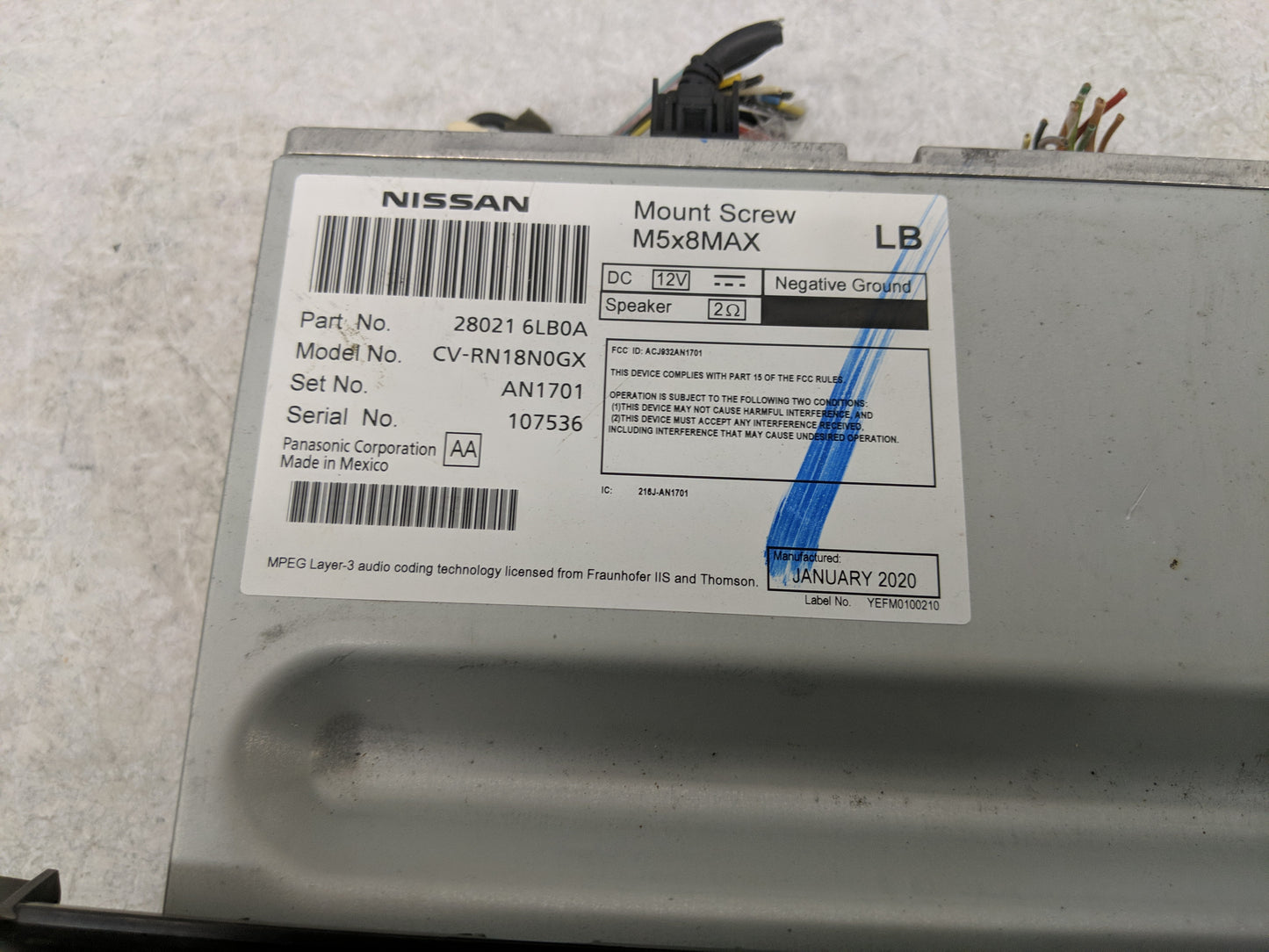 2020-2022 Nissan Sentra Radio AM FM Cd Player Receiver Replacement P/N:28021 6LB0A Fits Fits 2020 2021 2022 OEM Used Auto Pa