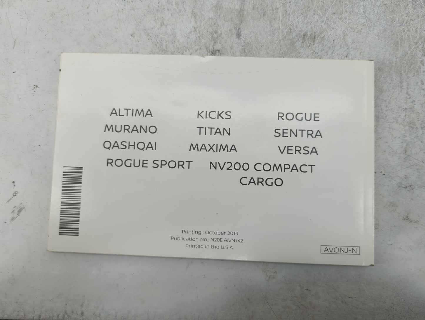 2020 Nissan Sentra Owners Manual Book Guide P/N:N20E AIVNJX2 OEM Used Auto Parts - Oemusedautoparts1.com