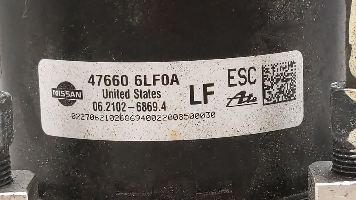 2020-2022 Nissan Sentra Anti-Lock Brake ABS Pump Module Actuator OEM P/N:47660 6LF0A Fits Fits 2020 2021 2022 OEM Used Auto 