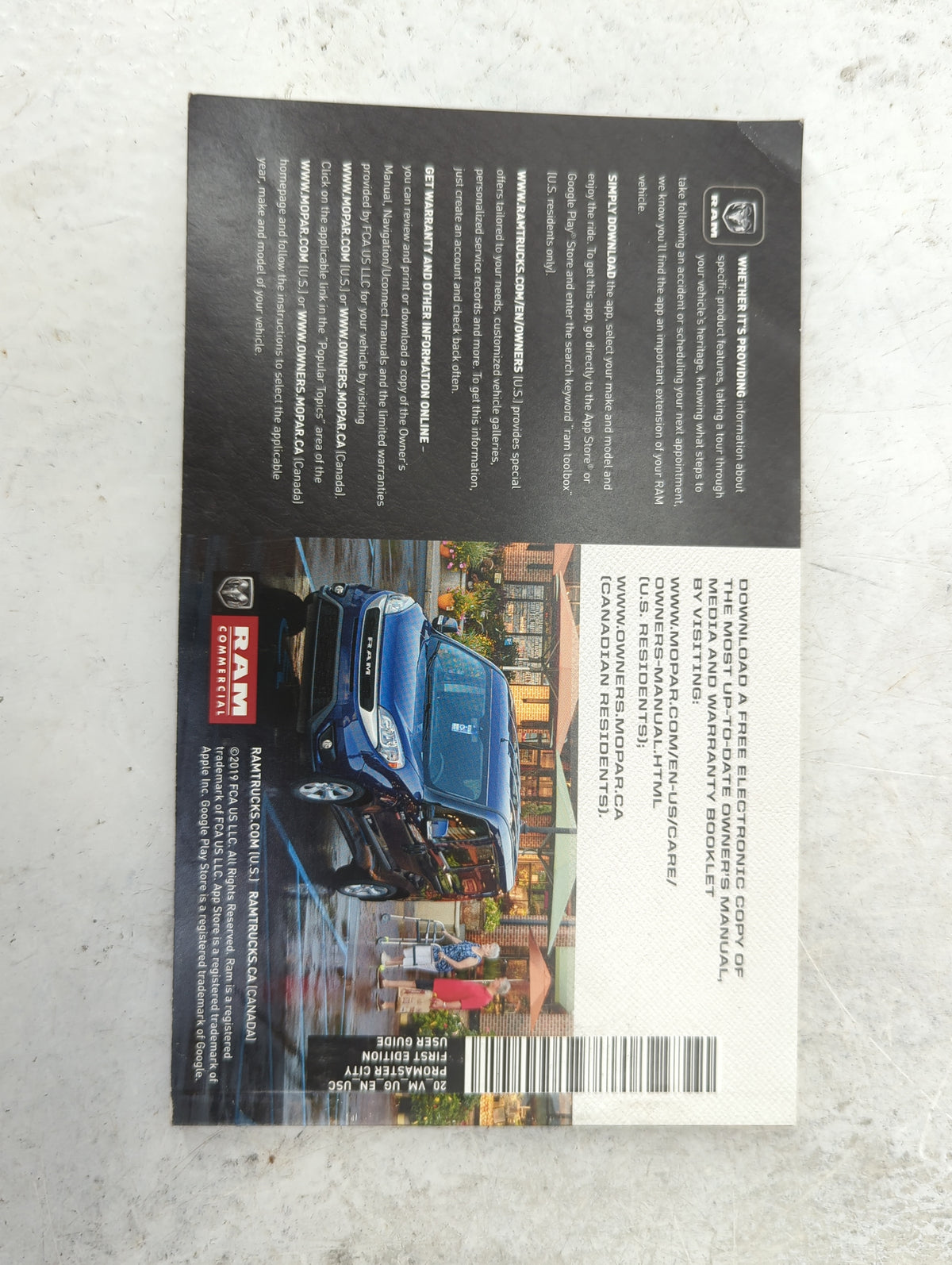 2020 Ram Promaster City Owners Manual Book Guide OEM Used Auto Parts - Oemusedautoparts1.com