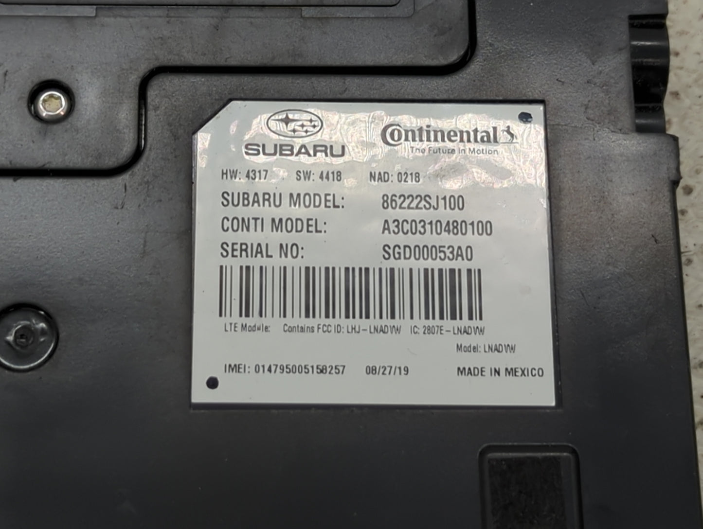 2021-2022 Subaru Forester Communication Control Module 86222sj100 - Oemusedautoparts1.com