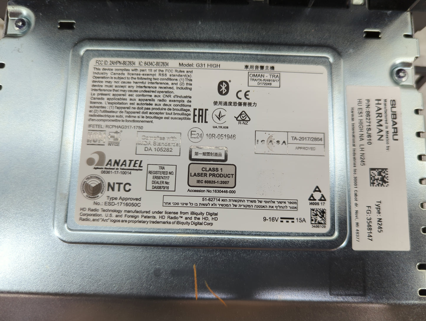 2019-2020 Subaru Forester Radio AM FM Cd Player Receiver Replacement P/N:86271SJ610 2AHPN-BE2834, 6434C-BE2834 Fits Fits 201