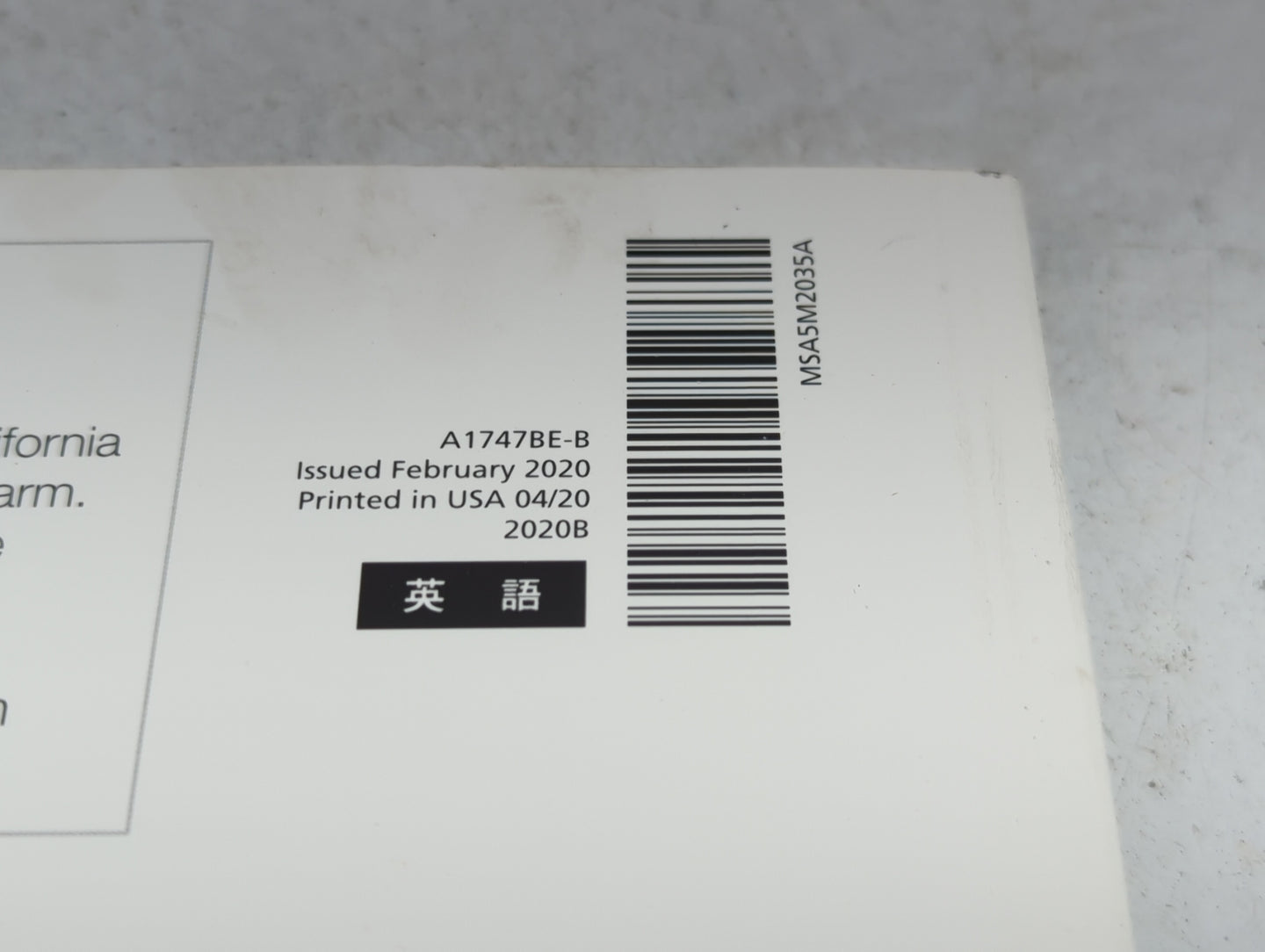 2020 Subaru Wrx Owners Manual Book Guide P/N:A1747BE-B OEM Used Auto Parts - Oemusedautoparts1.com