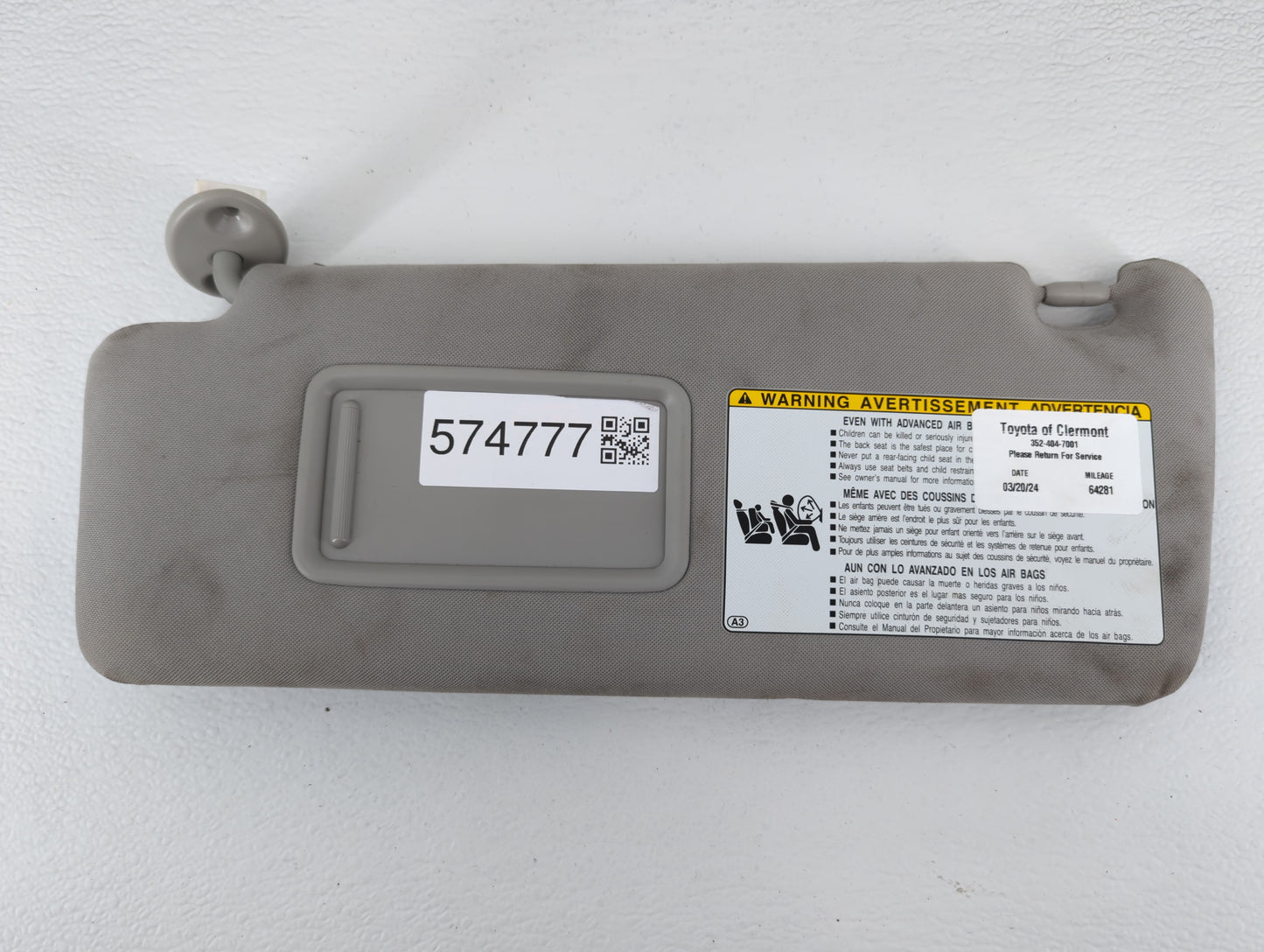 2010-2022 Toyota 4runner Sun Visor Shade Replacement Passenger Right Mirror Fits OEM Used Auto Parts - Oemusedautoparts1.com